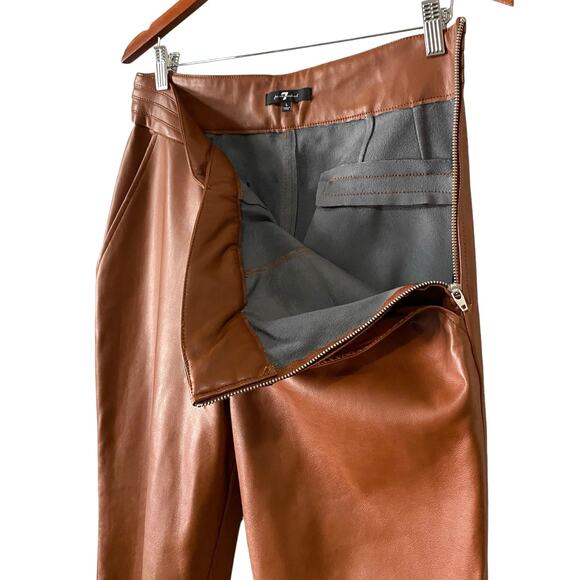 7 For All Mankind Womens Brown Faux Leather Pants Large Tan Boho Western Cowgirl - Picture 9 of 12
